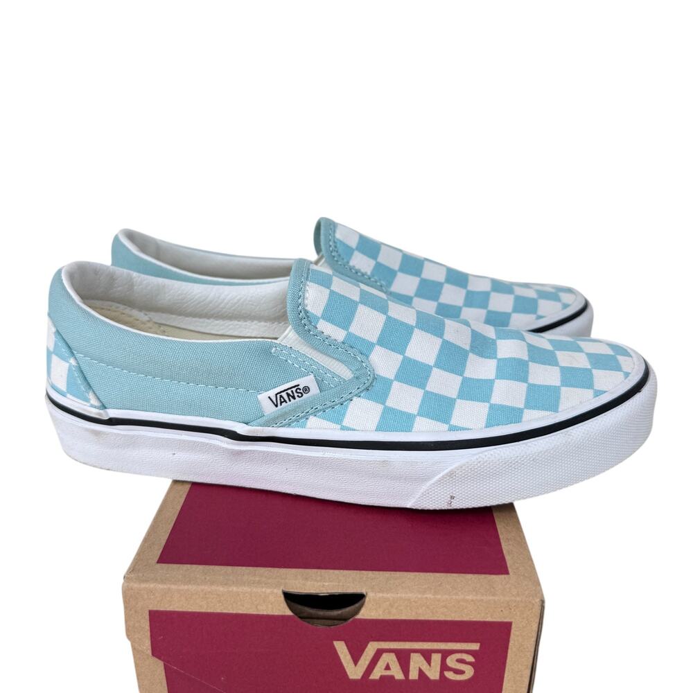 VANS‎ Classic Slip-O Unisex Size 4.5M/6W Color Theory Checkerboard Canal Blue